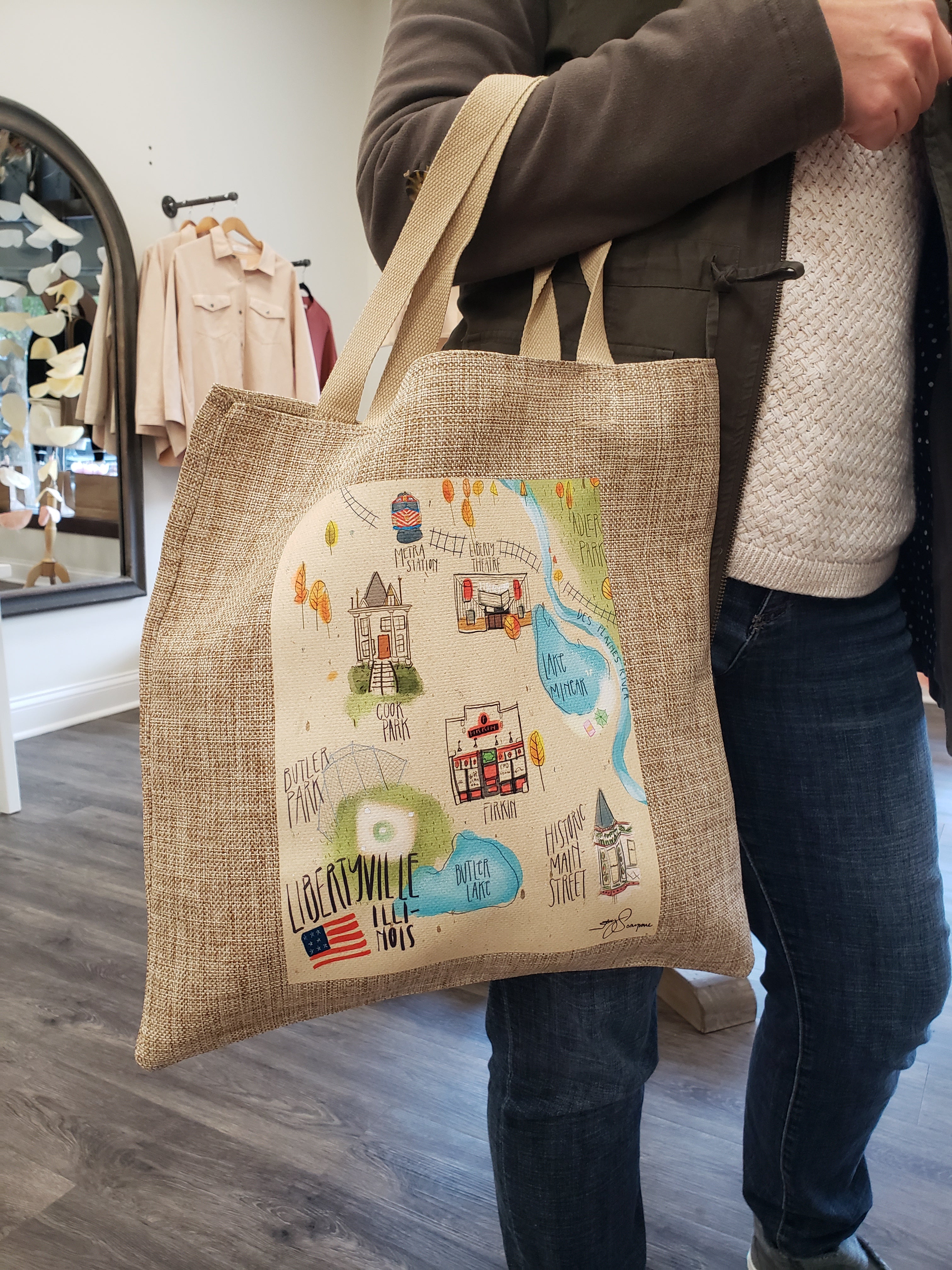 Libertyville Map Reusable Shopping Bag